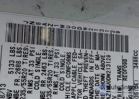 2013 Nissan Murano Le из США, поврежденный, VIN JN8AZ1MU0DW213129